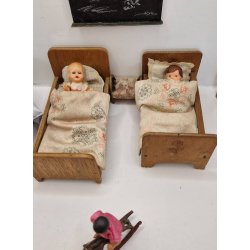 Seng i tr inkl sengetj (vintage) fra 1950erne