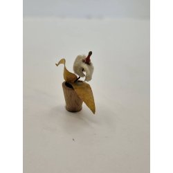 Potteplante. Potte i tr og blomster i velour fra r 1900 (antik)