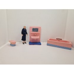 Badevrelses mbel med vask og spejl i plastik (vintage)