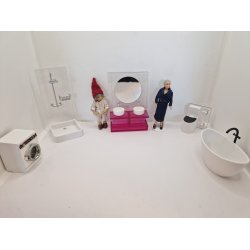 Badevrelses mbel med dobbelt vaske. Lundby (brugt/som nyt)