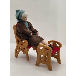 Stol i tr med velour sde (vintage)