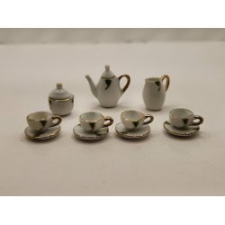 Te/Kaffekande i porceln med grnt mnster og guld kant (ny)