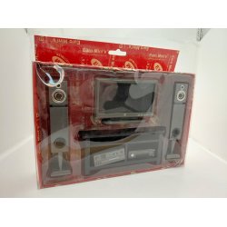 Tv med h�jtalere dvd p� tv b�nk i tr�. I original emballage (nyt) 1:12