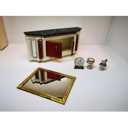 Petite princess kommode med spejl og tilbehr fra 1960'erne i original emballage (antik)