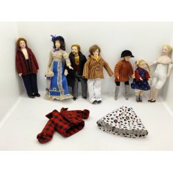 Dukke. Fin dame med parasol. Scale 1:12 (brugt/som ny) 15 cm