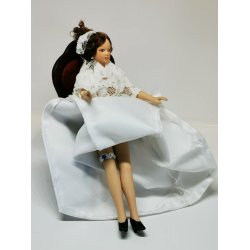 Strmpebnd med bl sten (hndlavet)