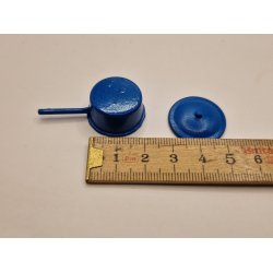 Bl gryde med lg i metal (brugt/som ny)