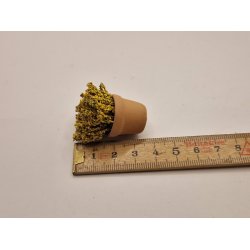 Terrakotta potte med gule blomster (brugt)