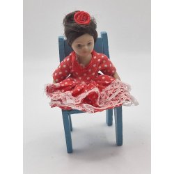 Dukke i porceln med tj (brugt) 8,5 cm