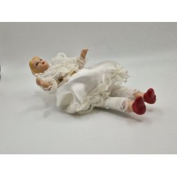 Konfirmand/brud dukke i delvis porceln (vintage)  14 cm