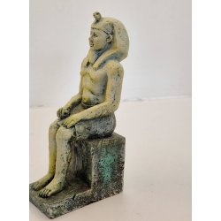 Egyptisk Farao figur i hrdt materiale (muligvis sten eller gibs) (vintage)