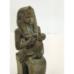 Egyptisk figur Isis med barn i metal (vintage)