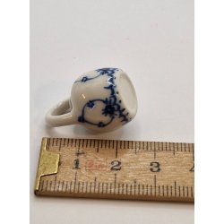 Musselmalet tekande i porceln (brugt/lidt defekt. Lg mangler)