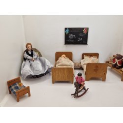 Seng i tr inkl sengetj (vintage) fra 1950erne