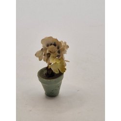 Potteplante. Potte i tr, blomster i papir. Tysk (vintage)