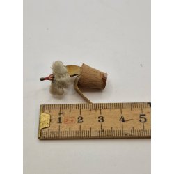 Potteplante. Potte i tr og blomster i velour fra r 1900 (antik)