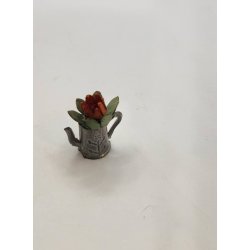 Kande i metal med blomst (vintage)