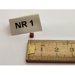 1 stk rdbrun mikro "lege" klods i resin (hndlavet)