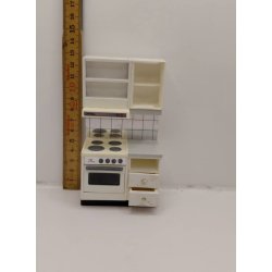 K�kken modul med komfur. Lundby 1970'erne (retro/lidt defekt)