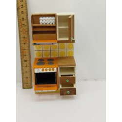 K�kken modul med komfur. Lundby 1970'erne (retro/lidt defekt)