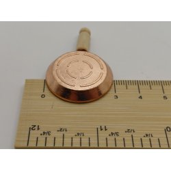 Kobber pande med tr� h�ndtag (brugt/som ny)