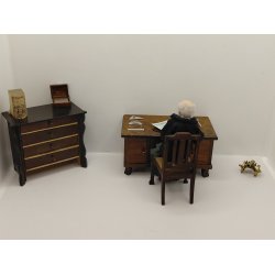 Spisebordsstol/kontor stol i tr� med velour s�de (vintage)