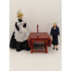 Lysestage med lys i metal (antik)