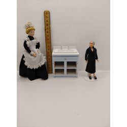 Skab med vask i tr� (brugt/defekt)