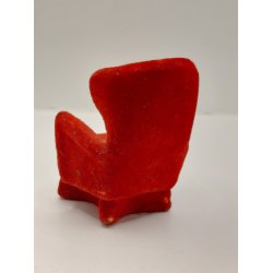 L�nestol/bedstefar stol. Formst�bt plastik med r�d velour. Tysk fra ca 1950/60'erne. (Vintage)