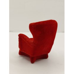 L�nestol/bedstefar stol. Formst�bt plastik med r�d velour. Tysk fra ca 1950/60'erne. (Vintage/med pa