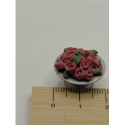 Urtepotte i metal med lyser�de roser (vintage)