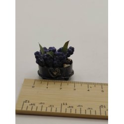 Urtepotte i metal med lilla blomster (vintage)