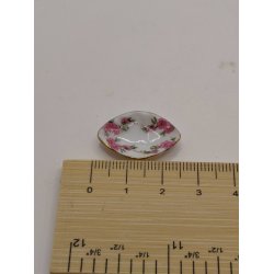 Hvidt stel med lyser�de blomster Lille fad i porcel�n (brugt/som ny) 1:12