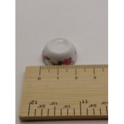 Hvidt stel med blomster Sk�l i porcel�n (brugt/som ny) 1:12