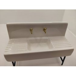 Vask/udek�kken vask i porcel�n med st�l ben (brugt/som ny)