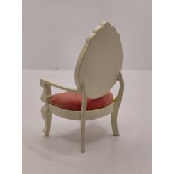 Spisebordsstol med arml�n. I tr� med velour s�de (brugt)