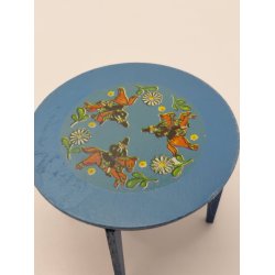 Rundt bord fra 1970'erne i tr� (brugt)