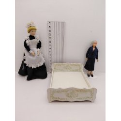 Dobbelt seng i tr�. Lisa fra 1970'erne 1:18 (vintage/med patina)