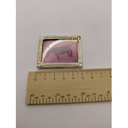 Billede af zebra i metal ramme (brugt) 5,2 x 4,3 cm