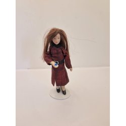 Knap gul, bl, brun  0,4 cm (ny)