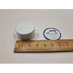 Hvid gryde med bl kant inkl lg (ny)