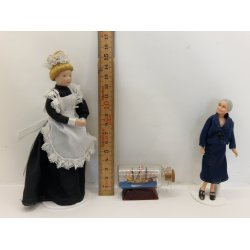 Flaske skib i tr og glas (brugt)