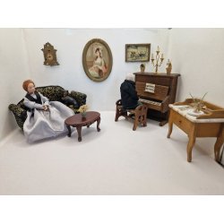 Potteplante. Potte i tr og blomster i velour fra r 1900 (antik)