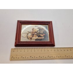 Stort billede af bamser i tr ramme (brugt) 12x 9 cm