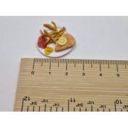 Pap tallerken med fiskefilet og tilbehr (hndlavet)