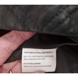 Sort l�der look kort jakke str 42 M�rke: Red Wood