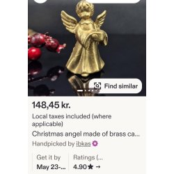 Engel med lyseholder i metal (vintage)