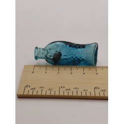 Glas flaske. Doctor Fisch's Bitters Blue Glass Fish Shape Bottle Wheaton (brugt) H 5 cm