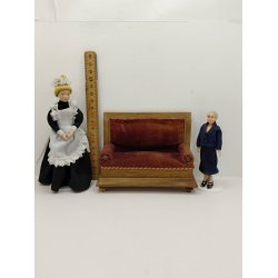 Sofa i tr� med velour fra omkring 1900 (antik)