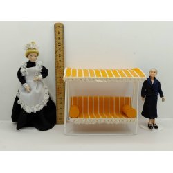 H�ngesofa i metal. Lundby 1970'erne (vintage/meget fin stand) 1:16/18